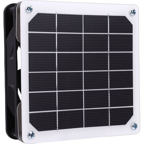 Extracteur d'air solaire 3W panneau monocristallin 2 en 1 design intégré pour abri poulailler serre maison animaux blanc (1/5)