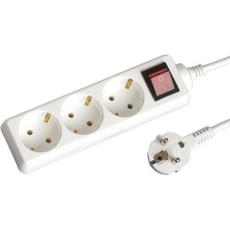 Base multiple 3 prises avec interrupteur de 1,5 m de câble blanc 3x1 mm GSC 0000001