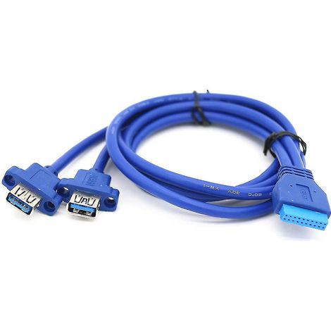 Câble d'extension carte mère double USB 3.0 mâle vers 20 broches haute vitesse 5 Gbit/s / 500 Mbit/s (1/4)