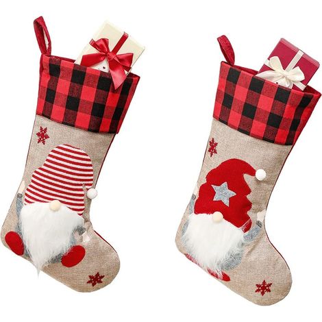décorations de Noël bas de en forme de vieil homme sans visage sac cadeau de bonbons pendentif d'arbre de en de scène 2 paires (1/5)