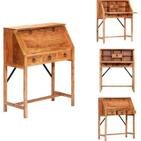 Schreibtische - Living Schreibtisch 90×40×107 cm Massivholz Akazie (1/5)