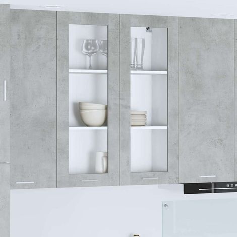 Hängeschrank mit Tür Beton Grau 80 x 31 x 100 cm Holzwerkstoff