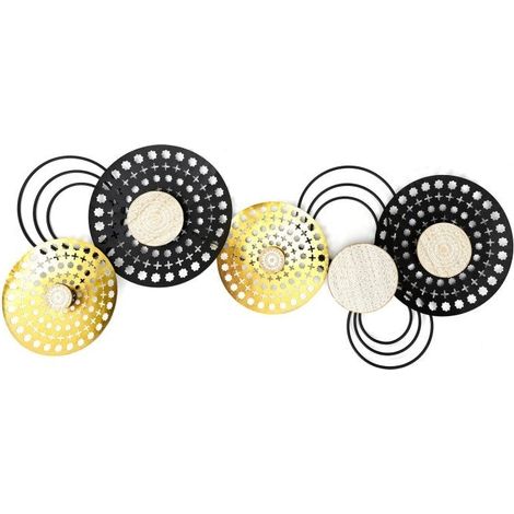 Décoration Murale En Métal "mirage" 63cm Noir & Doré (1/3)