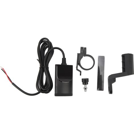 Chargeur rapide moto USB A+C double port avec support rétroviseur, charge sécurisée, large compatibilité pour casque et GPS. (1/5)