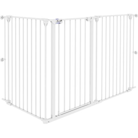 Cancelletto di Sicurezza per Animali Domestici 206x90 cm in Acciaio e Plastica Bianco (1/5)