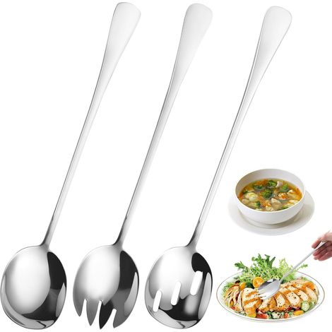 Lntyq 3 Pièces Couverts à Salade en Acier Inoxydable, Couvert A Salade Robuste 28 X 5,5 cm Hautement Polie pour Restaurant, Maison, Hôtel, Pique-Nique (1/5)