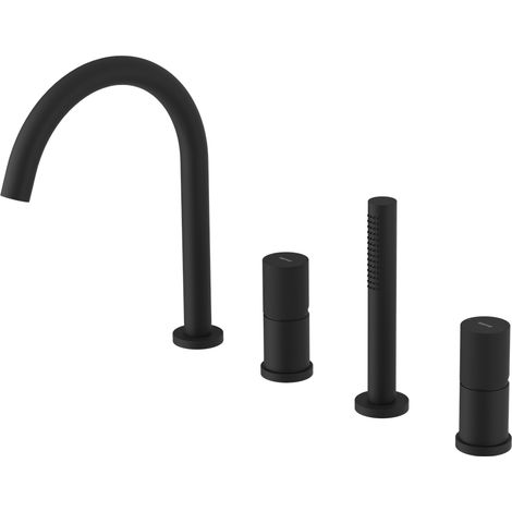 ULTRATAP Mitigeur 4 trous sur bord de baignoire, noir mat