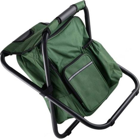 Rucksackförmiger, gekühlter Stuhl, leichter und geräumiger, faltbarer Campinghocker, ideal für Reisen, Strand, Wandern, Picknicks, olivgrün. (1/4)
