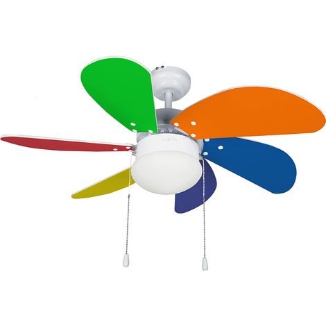 Ventilador de Techo con Luz, Motor AC 45W y Control Remoto Aspas Colores