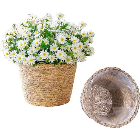 2 Pièces Panier Plante Seagrass, Panier à Plantes, Paille Pot de Fleurs, Main Tissé Pots de Fleurs, Panier Osier Plante, Contenants de Plantes, Naturel pour Plante Fleurs Home Mariage Decor (1/5)