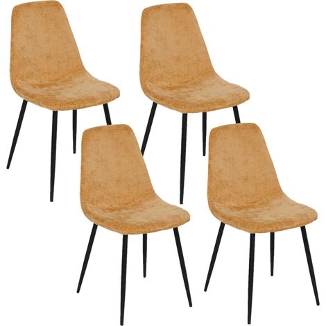 Lot de 4 chaises en tissu chenille et pieds métal TYKA (1/5)