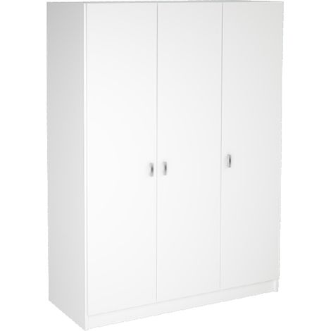 Armoire placard / meuble de rangement coloris blanc - Hauteur 200 x Longueur 128.2 x Profondeur 52 cm -PEGANE-