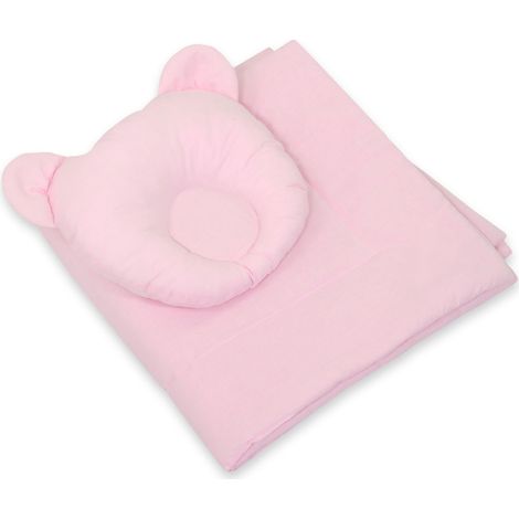 Ropa de cama para bebé con relleno, edredón y almohada contorneada Teddy Bear - conjunto de 2 piezas - rosa (1/5)
