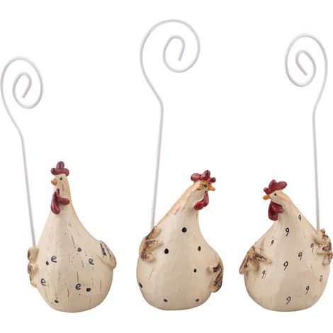 Lot de 3 figurines de poulet en résine, porte-numéros de table, porte-noms pour centres de table, mariage, restaurant (1/2)