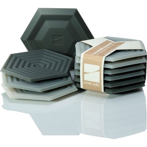 Lot de 6 Dessous de Verre de 10 mm d'épaisseur - Résistants au Lave-Vaisselle - Résistants aux Taches - en Silicone - pour Table Basse - Forme hexagonale Moderne (1/5)