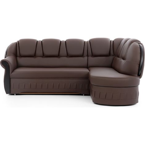 Canapé d'angle convertible avec rangement en simili cuir Majesté angle droit-Marron-angle droit (1/5)