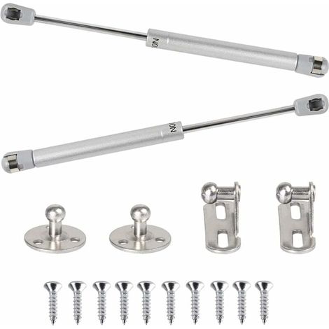 Stück Gasfeder, 100 N, hydraulische Gasdruckfedern, pneumatischer Arm zum Anheben, Gasstoßdämpfer, 90 Grad, mit Schrauben, Schranktürscharnier für sanftes Öffnen von Schränken, Küchenmöbeln – 265 mm (1/5)