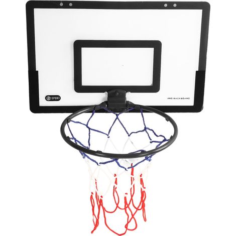 Panier de basket pliable pour enfants avec crochet de suspension, pompe à ballons et jeu de basket-ball pour enfants (noir) (1/5)