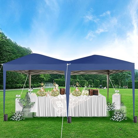 Pop-up Gazebo 3m x 6m with Wind Bars & 6 Weight Bags & Silver Protective Layer Waterproof Marquee Canopy Blue ns