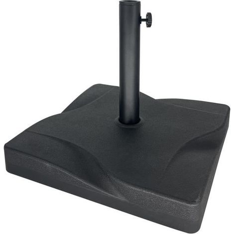 Pied de parasol carré,base de parasol en résine coloris noir - Longueur 41.5 x Profondeur 41.5 x Hauteur 35 cm -JUANIO (1/3)