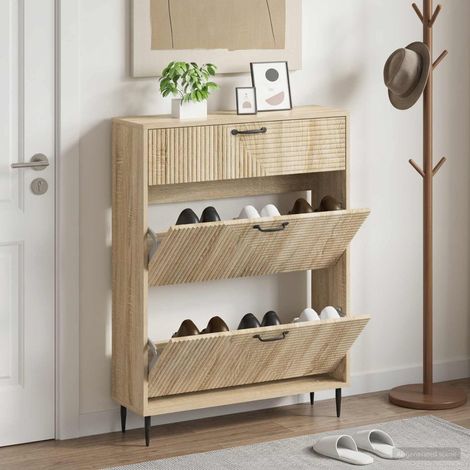 vidaXL Shoe Cabinet HAARLEM 78 x 24 x 103 cm Engineered Wood (1/5)