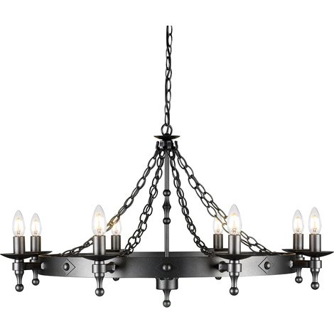Elstead Warwick - Lampadario a 8 Luci Finitura Nero Grafite, E14