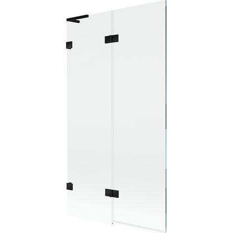 Mexen Lunar L paratia da vasca da bagno a 2 ante sinistra 100 x 150 cm, trasparente, nero - 897L-100-100-70-00-L (1/5)