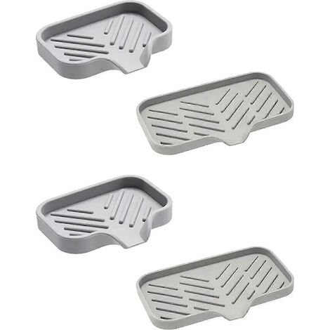 Plateau en silicone pour évier avec égouttoir, porte-éponge et brosse à savon, étagère de rangement pour évier, étagère de cuisine (1/5)