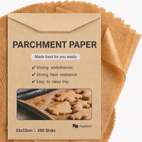 Feuilles de papier sulfurisé - 200 pièces - 23 x 33 cm - Résistantes à la chaleur - Non blanchies (1/5)