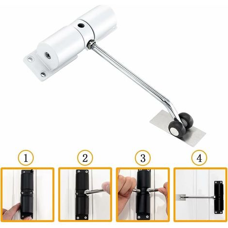 EASYCOMFORT Ferme-porte automatique, ferme-porte extérieur, ferme-porte à ressort en acier inoxydable, pour fermer automatiquement diverses portes (blanc) (1/5)