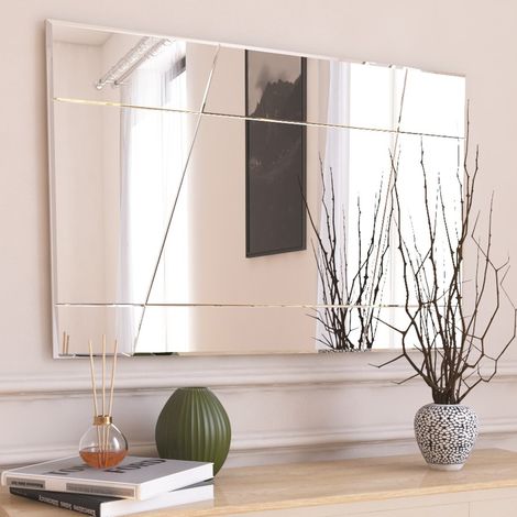 Espejo Agliano, Detalles Geométricos, Forma Rectangular, Tipo de Pared, 50x75h cm Blanco (1/4)