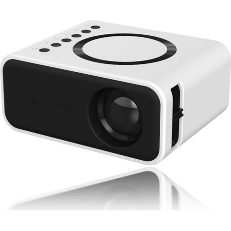 Mini Projecteur Portable Haute Définition 1080P Hautparleurs 4Ω 2W Intégrés Protection des Yeux Projecteur de Cinéma Maison pour iOS pour Android pour Ordinateur Portable (Blanc)