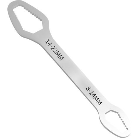 1 - Clé Auto-ajustable - Outil Multifonction - Double Extrémité Pour Réparation Automobile Et Bricolage Maison - Argent - 15x3cm