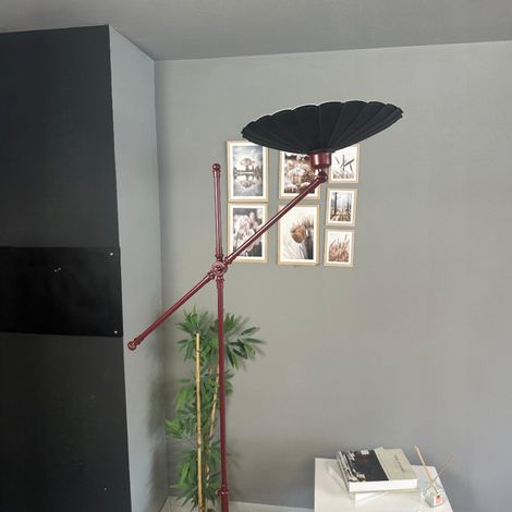 Lampadaire Axelor Métal Moderne E27 Largeur 30 cm Abat-jour Réglable Tablette Variateur (1/4)