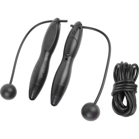 Corde à sauter électronique intelligente noire avec fonction de comptage, pour adultes, idéale pour le fitness à domicile. (1/5)