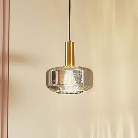 [GEBRAUCHT] B-Ware Lindby Hängeleuchte Pendellampe Lampe Glas Rauchgrau 22cm Hildur Leuchte Spot (1/2)