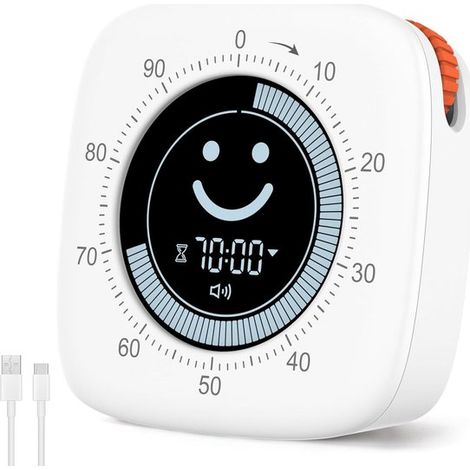 Visueller Timer 100 Minuten – Pomodoro-Timer mit Smiley-Anzeige und Schieberegler (1/5)