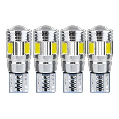 4 ampoules LED T10 W5W, 5 W, 7000 K, 12 V-24 V, culot T10, pour éclairage intérieur voiture, plaque d'immatriculation, feux de position (1/5)