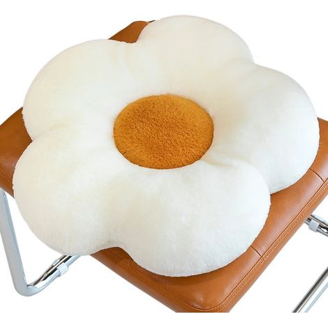 Coussin en peluche à motif marguerite, coussin moelleux et doux pour fauteuil de salon, blanc, 50 x 50 cm (1/5)