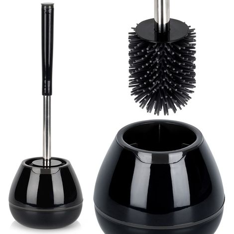 Silicone toilet brush with stand and tongs black 42 cm (1/5)