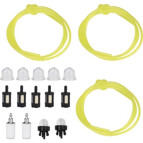 Tuyau d'alimentation en carburant de 1,5 mètre, disponible en 3 diamètres, avec poire d'amorçage à clipser et filtre à carburant compatible avec Zama et Stihl. (1/5)