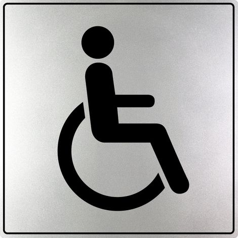 Plaque de porte Toilettes avec logo handicapé - Gamme Iso 7001 200x200mm - 4380049 (1/2)