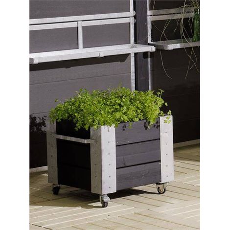 Plus Blumenkasten Cubic 47 x 50 x 47 cm schwarz mit Räder Pflanzkasten