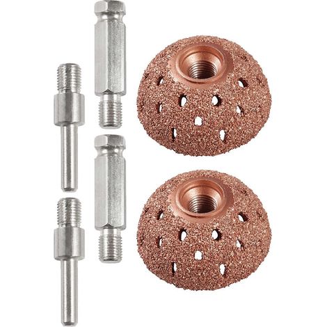 Ensemble de 2 têtes de meulage de type bol pour polisseuse de pneus de 42 mm en acier tungstène, outil de réparation de pneus avec 2 adaptateurs de biellette. (1/5)