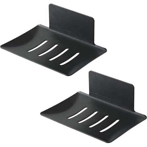 2 Porte-savon, Acier inoxydable, Auto-adhésif, Sans perçage, Trou de drainage, Pour salle de bain, Cuisine (1/5)