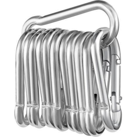 Juego de 12 mosquetones, Φ660mm, carga máxima del mosquetón 180kg, inoxidables, galvanizados, ideales para llaveros, hamacas, camping, pesca, toldos, etc. (1/5)