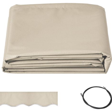 Toile de rechange store banne lambrequin vagues douces polyester haute densité 280 g/m² anti-UV 2,82 x 2,4 m crème