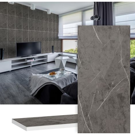 Jiubiaz Selbstklebende Wandpaneele 108 60×30cm in grauer Marmoroptik 10set PET