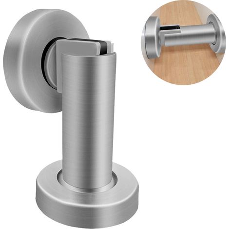 Butée de porte magnétique/butée de hauteur en acier inoxydable. Matériel de fixation inclus pour installation murale et au sol.