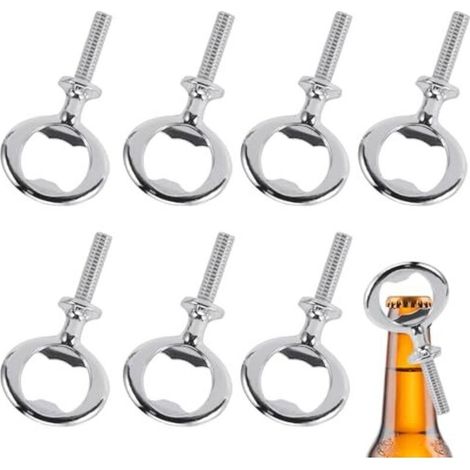 Set di apribottiglie, kit da 8 pezzi per apribottiglie da birra, apribottiglie neutri per matrimoni, apribottiglie con filettatura in metallo, cavatappi per casa, pub e altro ancora. (1/5)
